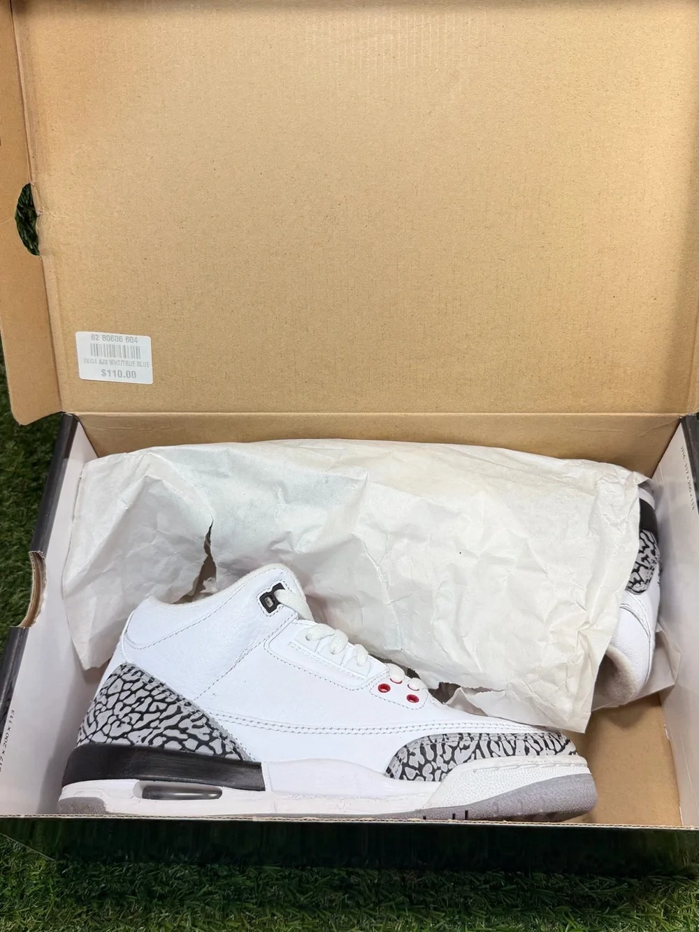 Nike Air Jordan 3 Retro White Cement 2011 GS Size 5Y 398614-105 OG Box